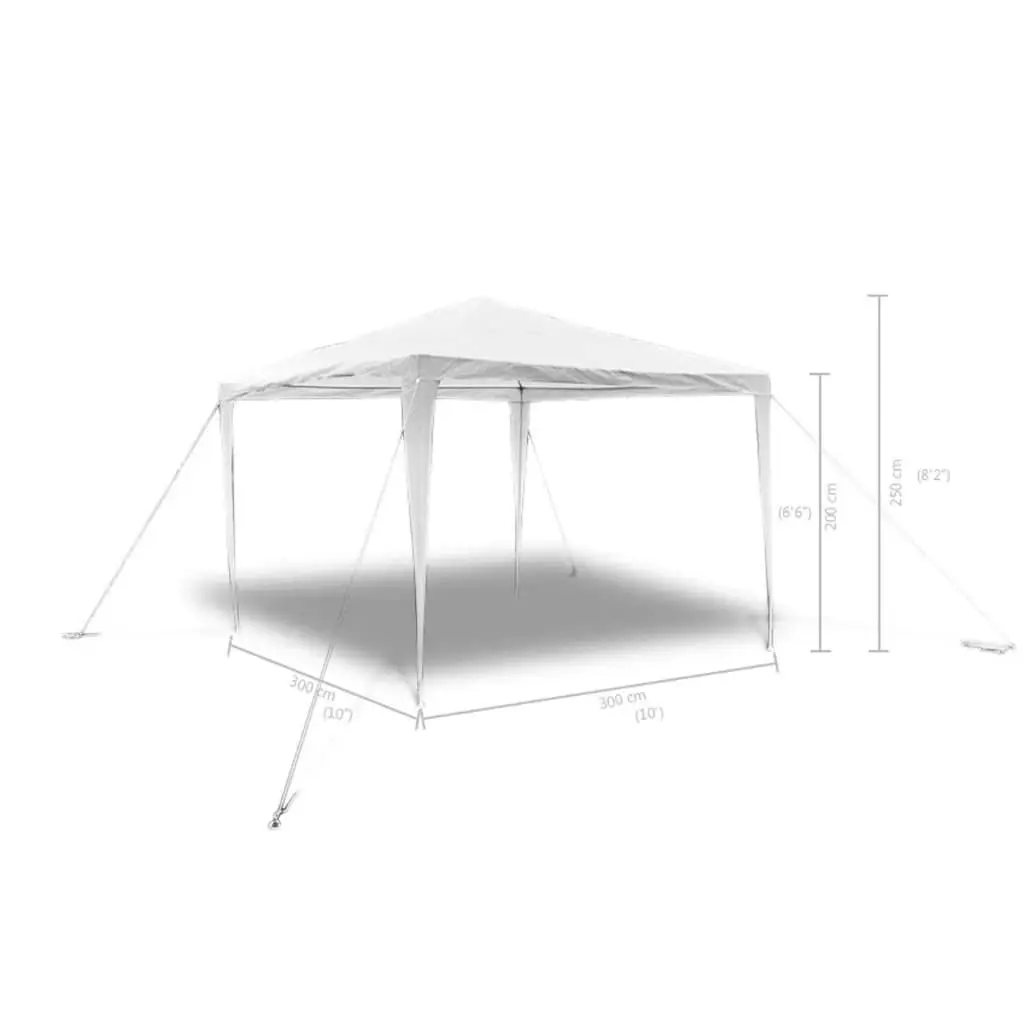 Garden Gazebo Pavilion Steel Frame 3x3m White Polyethylene Tarp