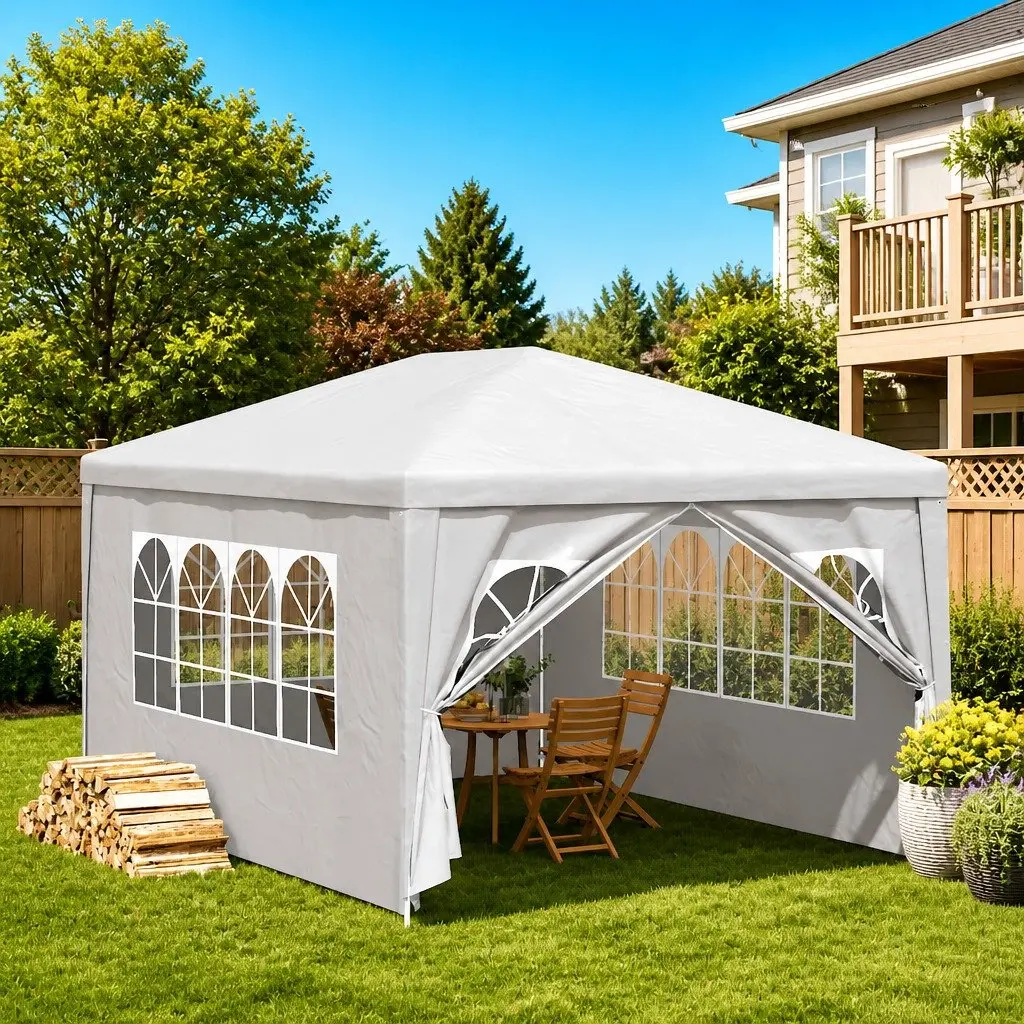 Party Tent Polyethylene 3x4m White Garden Gazebo Canopy