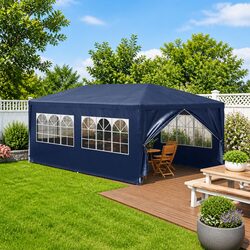 Sturdy 3x6 m Blue Party Tent with Side Panels