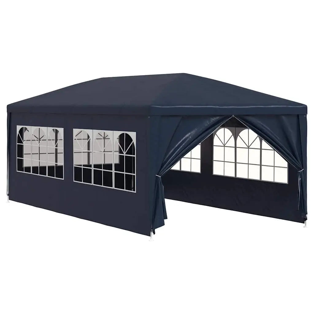 Party Tent Polyethylene 3x6 m Blue Steel Frame Outdoor Canopy Gazebo with Side Panels