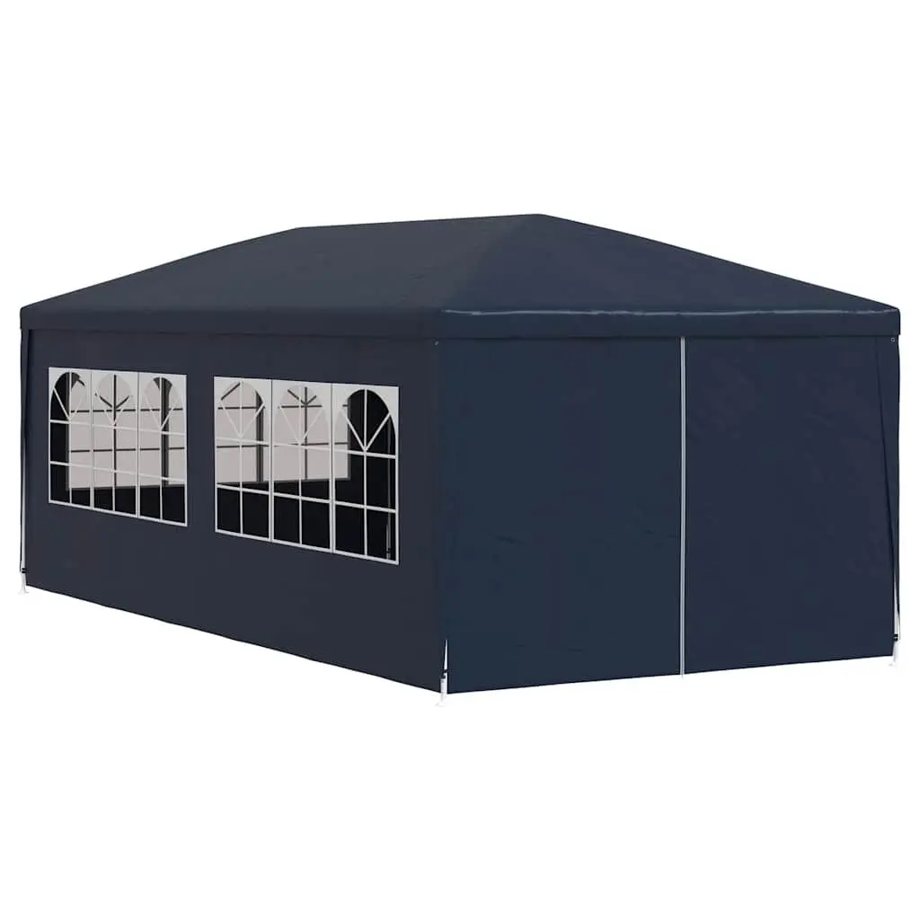 Party Tent Polyethylene 3x6 m Blue Steel Frame Outdoor Canopy Gazebo with Side Panels