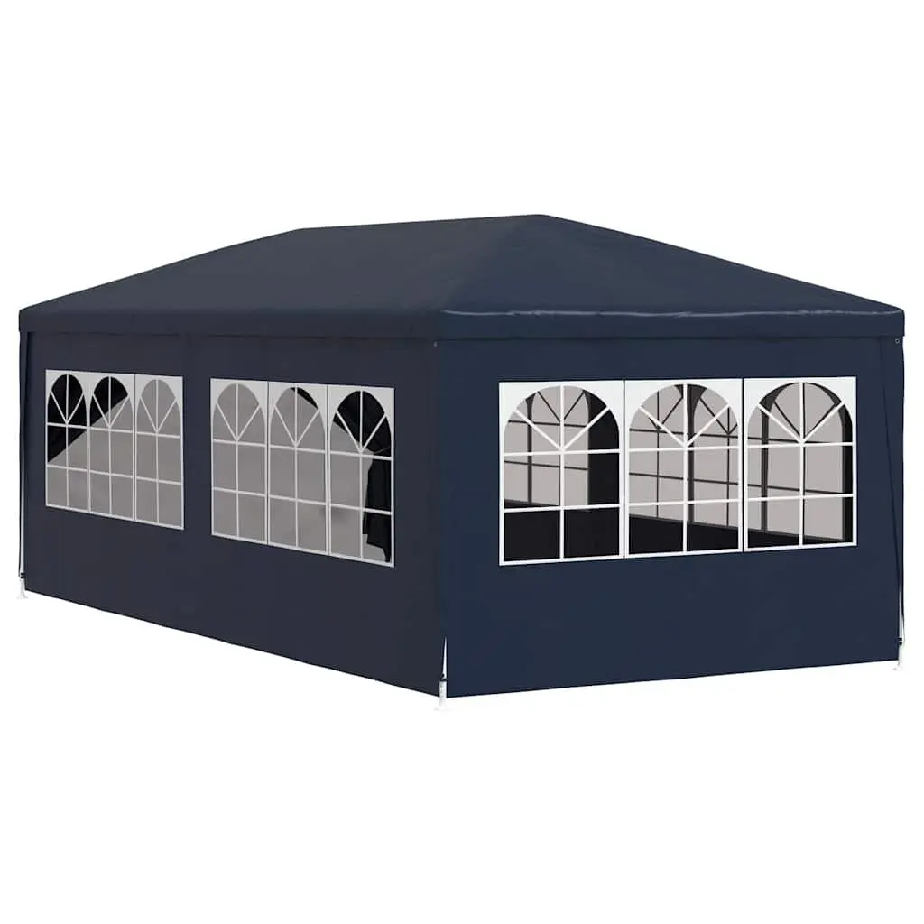 Party Tent Polyethylene 3x6 m Blue Steel Frame Outdoor Canopy Gazebo with Side Panels