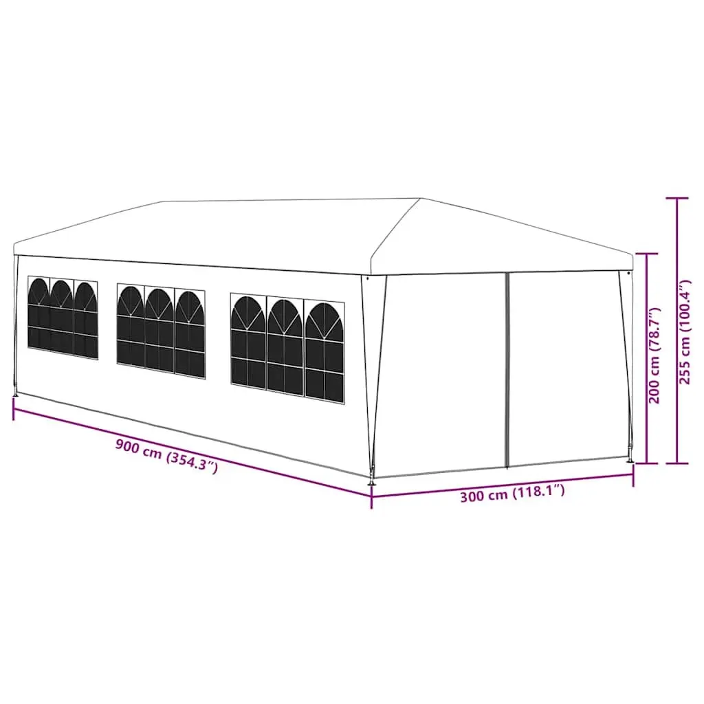Party Tent Polyethylene 3x9m Blue Outdoor Gazebo with Panels Door
