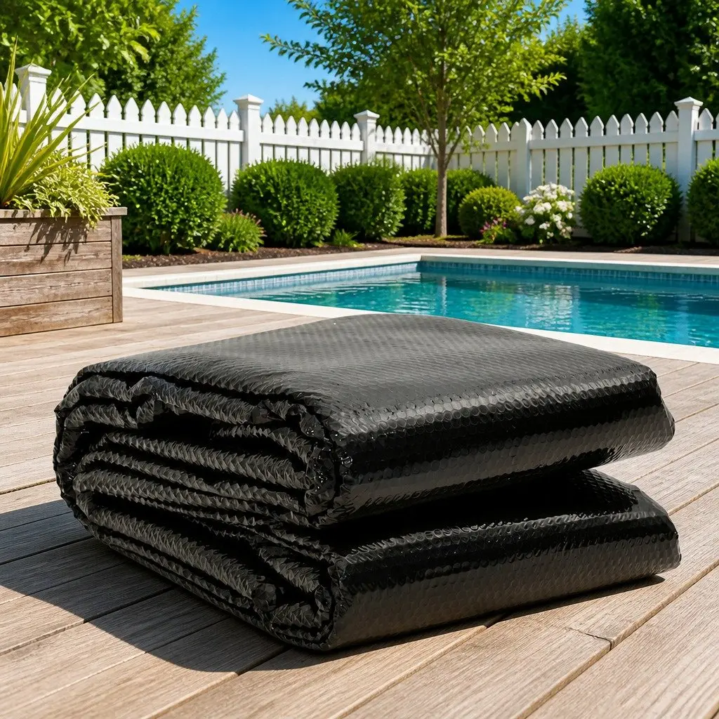 Solar Pool Cover PE 10 x 5m Black Floating Rectangular Bubble Heater Blanket
