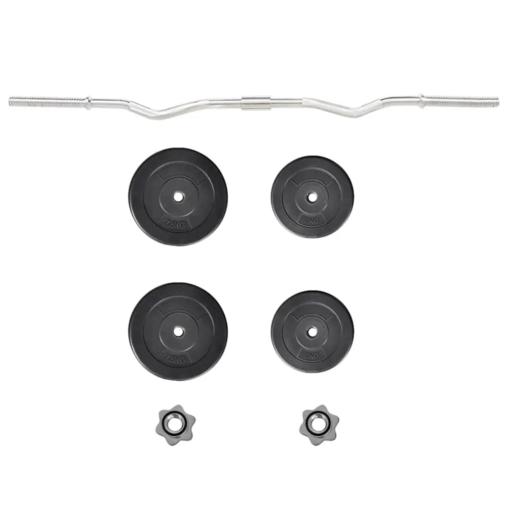 Curl Bar with 30kg Weight Plates Set