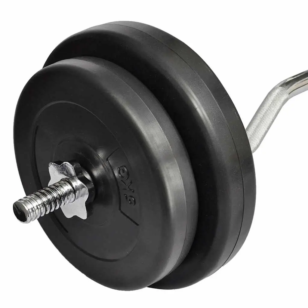 Curl Bar with 30kg Weight Plates Set