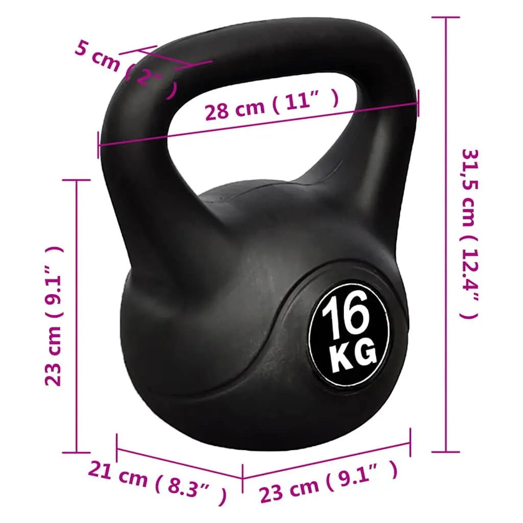 16 kg Black Kettlebell for Strength Training