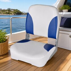 Durable Foldable Backrest Boat Seat in Blue and White