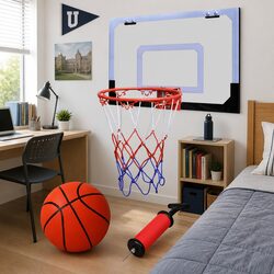 Indoor Mini Basketball Hoop Set Detachable Backboard Rim Net Ball Pump Orange