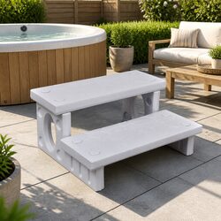 White Non-Skid Spa Steps with Reversible Treads for Hot Tubs