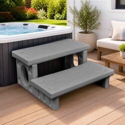 Spa Steps Non-Skid Surface Hot Tub Access Lightweight Grey Pool Accessory