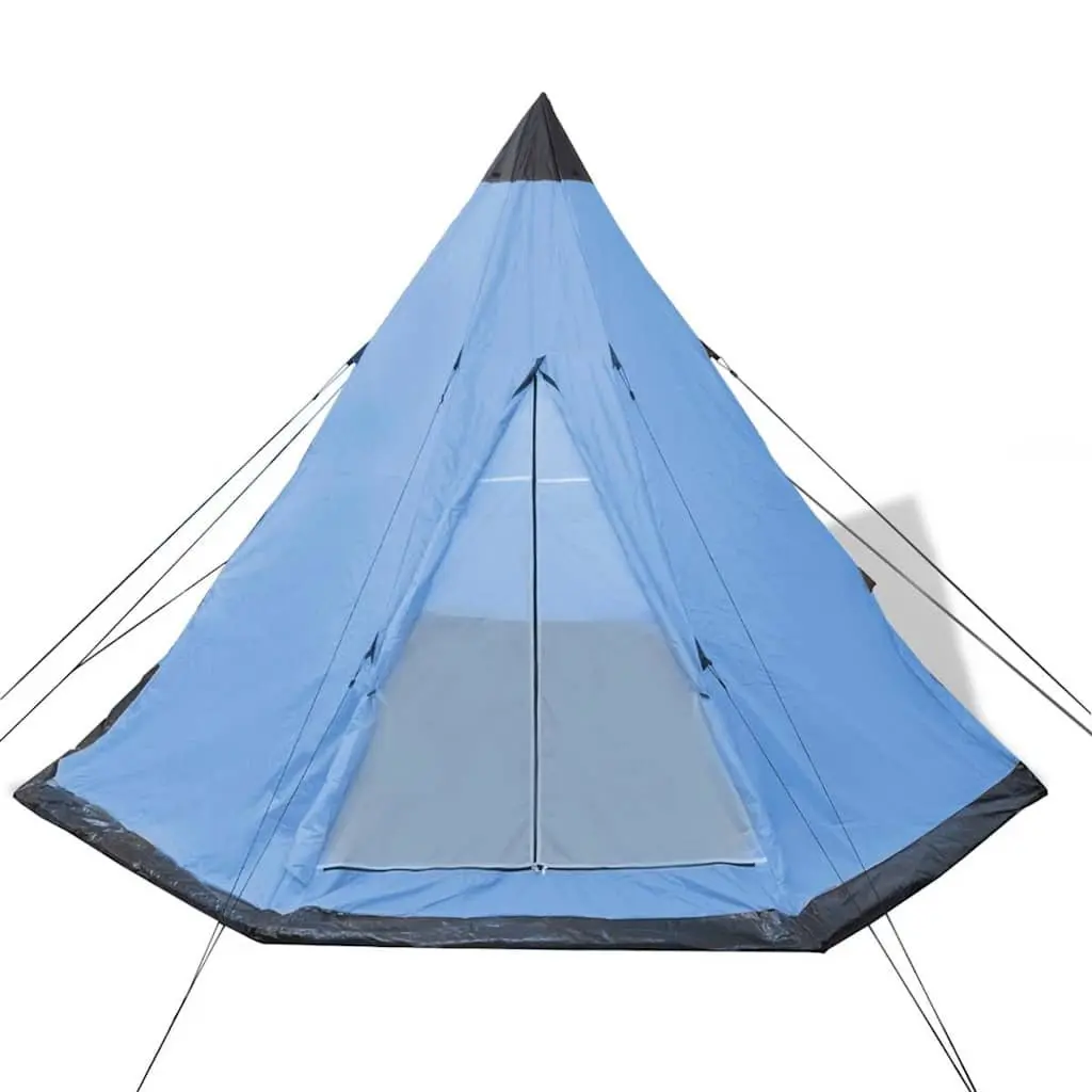 4-Person Blue Tipi Tent for Camping Adventures