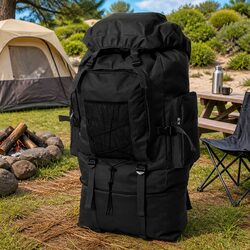 Black 100L Army-Style Backpack XXL for Outdoor Adventures
