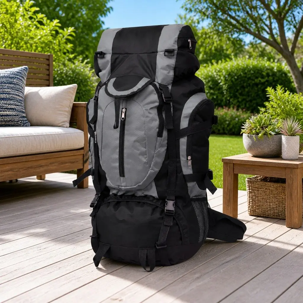 Hiking Backpack 600D Polyester 75L Grey