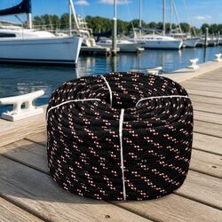 Durable 12mm 50m Black Polypropylene Marine Rope