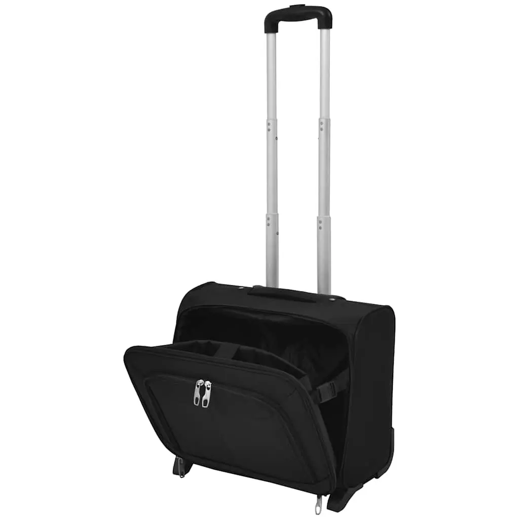 Trolley Suitcase Coated Polyester Carry-On Black 2 Wheels Telescopic Handle