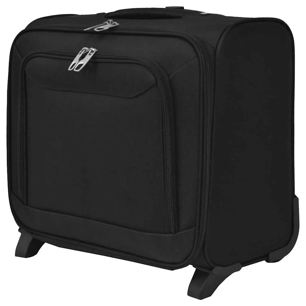 Trolley Suitcase Coated Polyester Carry-On Black 2 Wheels Telescopic Handle