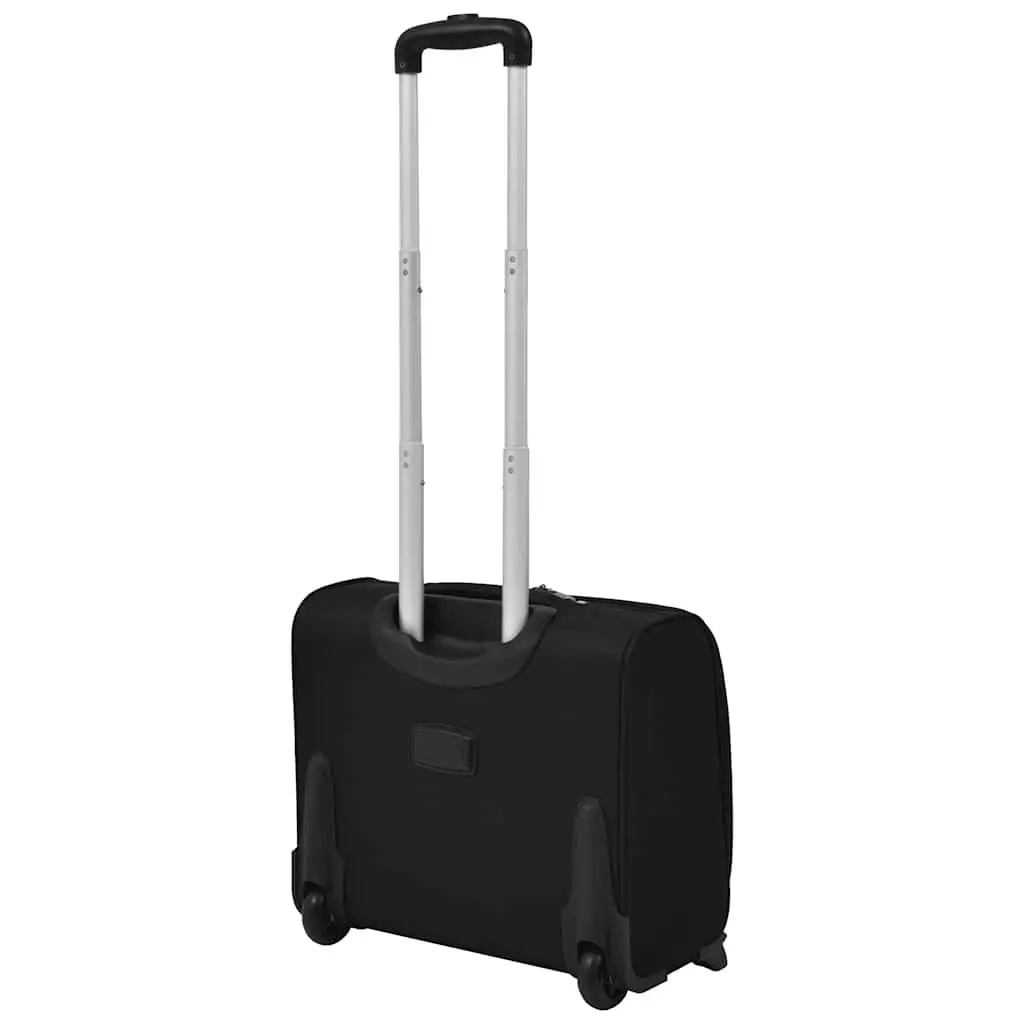 Trolley Suitcase Coated Polyester Carry-On Black 2 Wheels Telescopic Handle