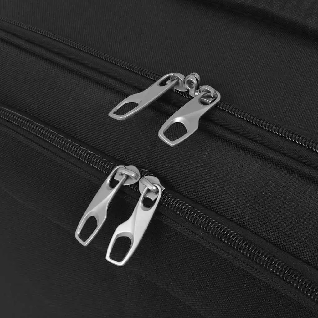 Trolley Suitcase Coated Polyester Carry-On Black 2 Wheels Telescopic Handle