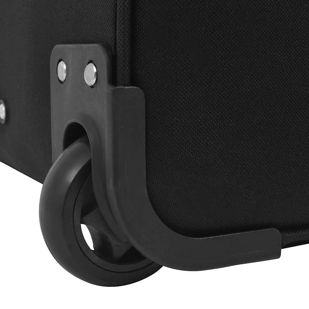 Trolley Suitcase Coated Polyester Carry-On Black 2 Wheels Telescopic Handle