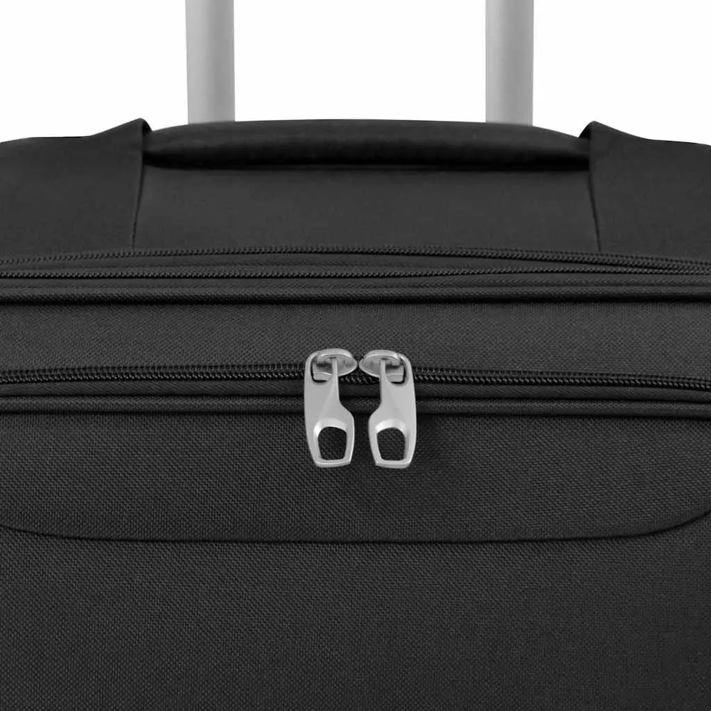 3 Piece Black Soft Case Trolley Luggage Set