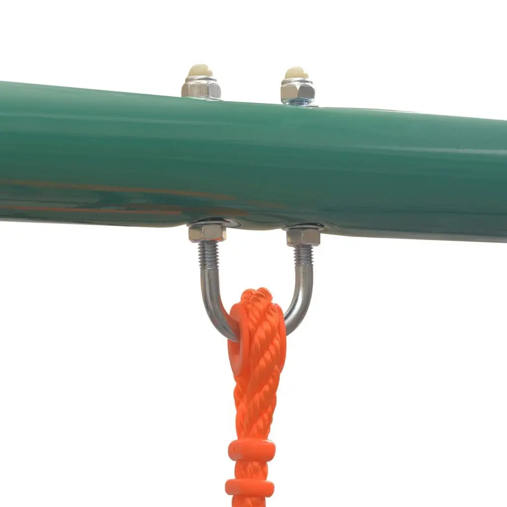 Swing Set with Slide 3 Seats Orange Outdoor Garden Kids Playground Backyard