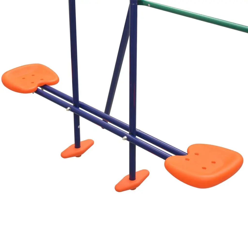 Swing Set with Slide 3 Seats Orange Outdoor Garden Kids Playground Backyard