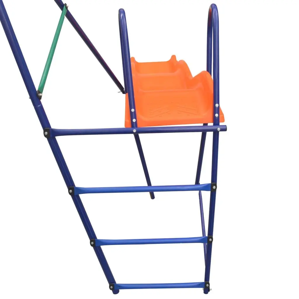 Swing Set with Slide 3 Seats Orange Outdoor Garden Kids Playground Backyard