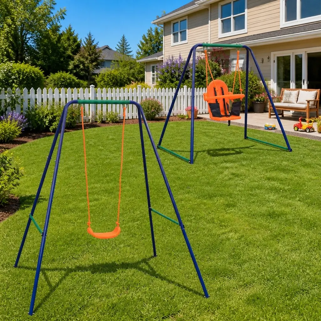 A-Frame Orange Swing Set for Kids' Outdoor Fun