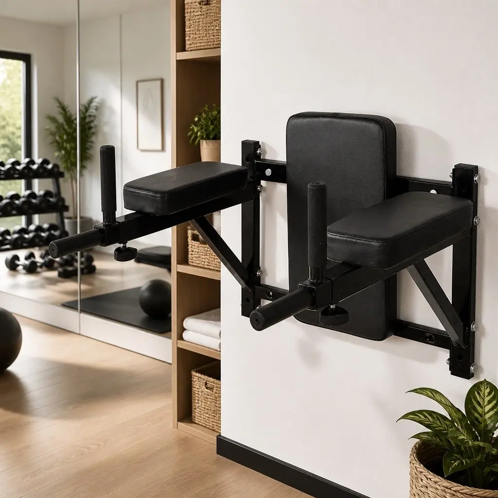 Wall-Mounted Dip Station Power Tower for Home Gym