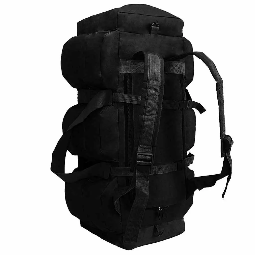 Duffel Bag Coated Oxford Fabric 45L Black Army Style 3-in-1 Shoulder Backpack