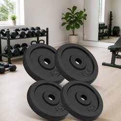 Durable Cast Iron Weight Plates - 4 pcs, 5kg Each