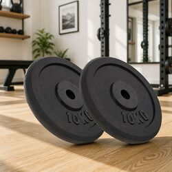 Heavy-Duty 2x10 kg Cast Iron Weight Plates for Strength Training