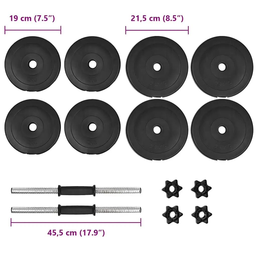 14-Piece 20kg Dumbbell Set with Spinlock Collars