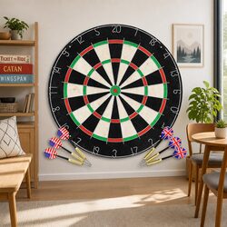High-Quality Sisal Dartboard with 6 Steel Tip Darts Set