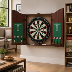 High-Quality Dartboard and Cabinet Set with Steel Tip Darts