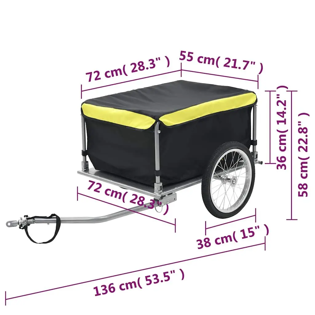 Steel Frame Bike Trailer with 65kg Capacity