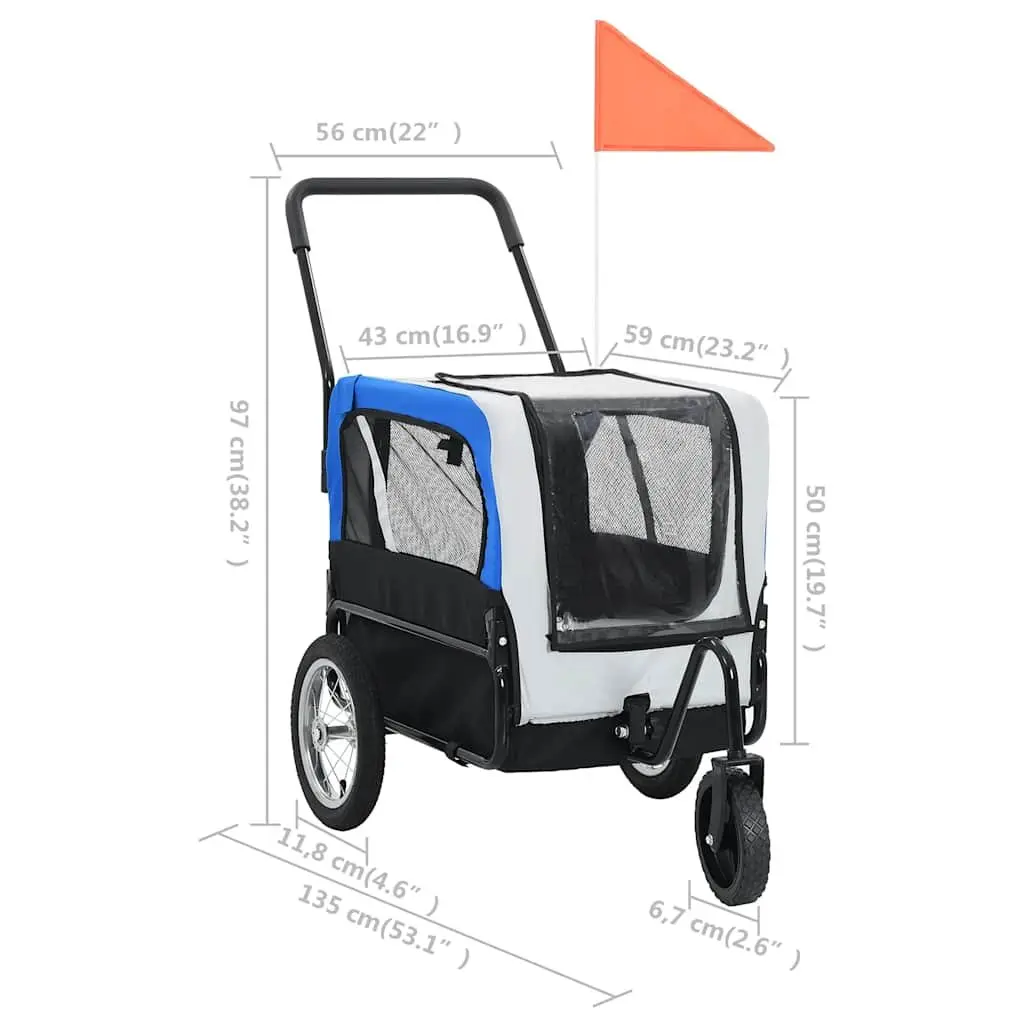 2-in-1 Pet Bike Trailer and Jogging Stroller Grey