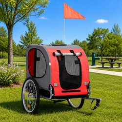 Durable Dog Bicycle Carrier with Mesh Windows and Suspension
