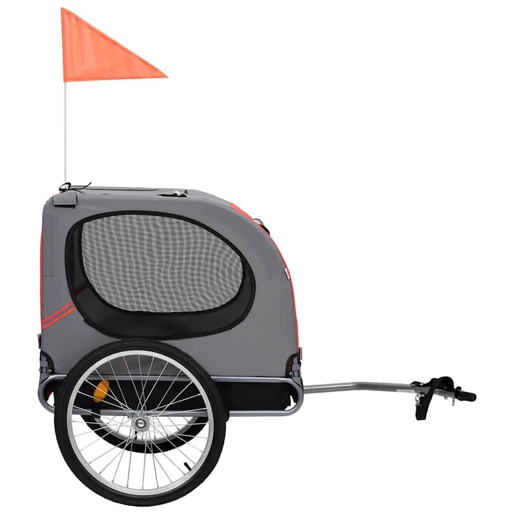 Pet Bike Trailer Steel Oxford Fabric Black Foldable Suspension Mesh Windows