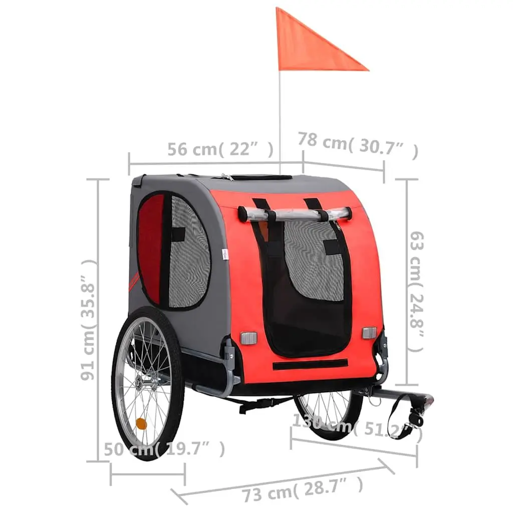 Pet Bike Trailer Steel Oxford Fabric Black Foldable Suspension Mesh Windows