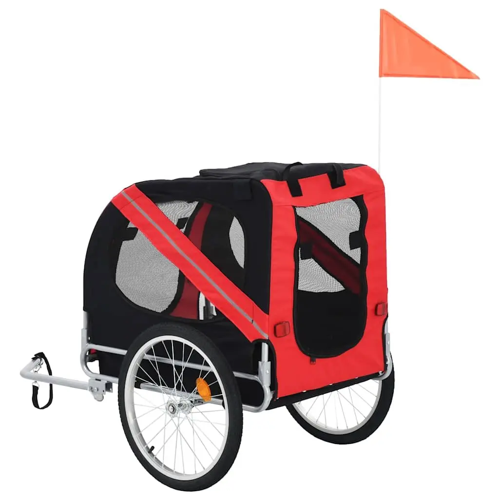 Pet Bike Trailer Dog Bicycle Tow Behind Carrier Foldable Dual Entry Mesh Windows