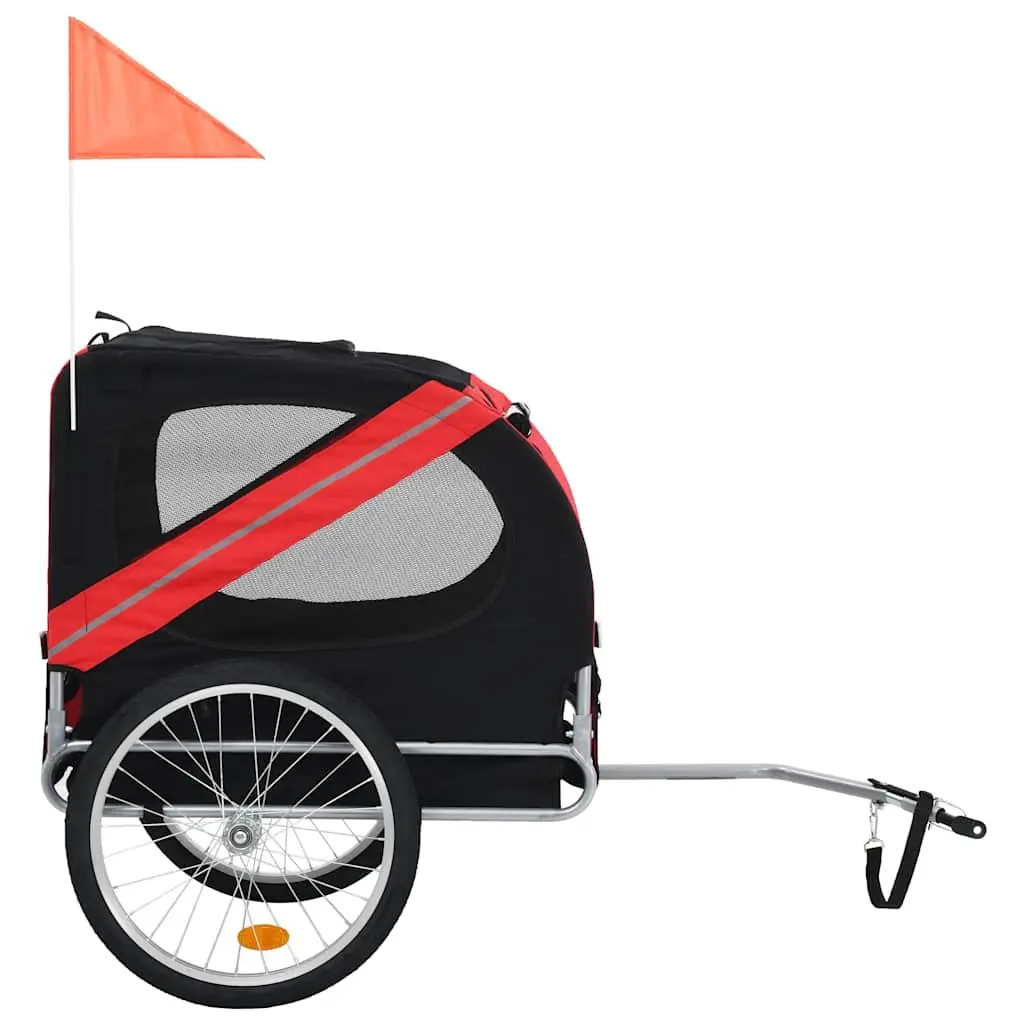 Pet Bike Trailer Dog Bicycle Tow Behind Carrier Foldable Dual Entry Mesh Windows