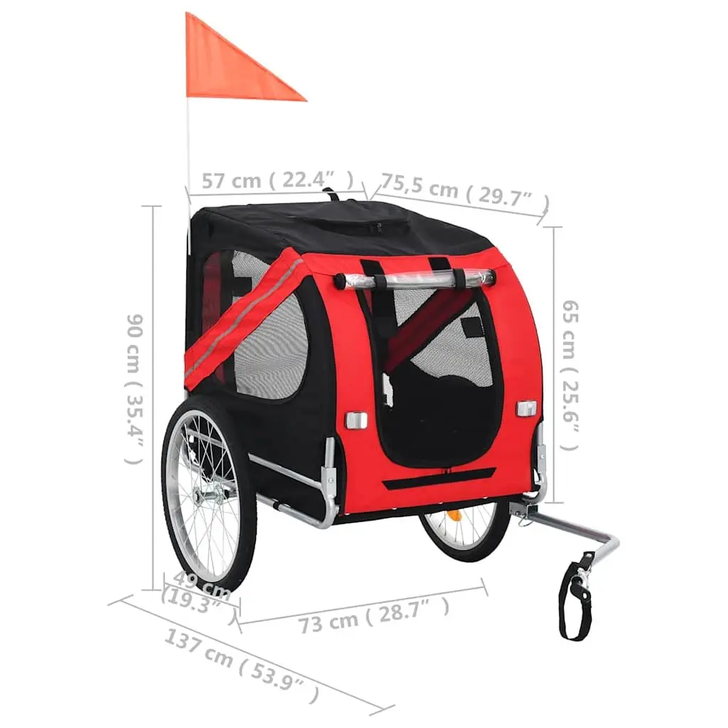 Pet Bike Trailer Dog Bicycle Tow Behind Carrier Foldable Dual Entry Mesh Windows