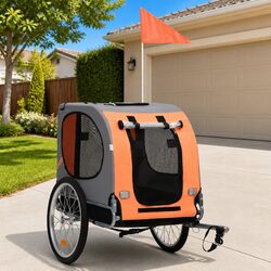 Durable Grey Dog Bike Trailer with Suspension and Mesh