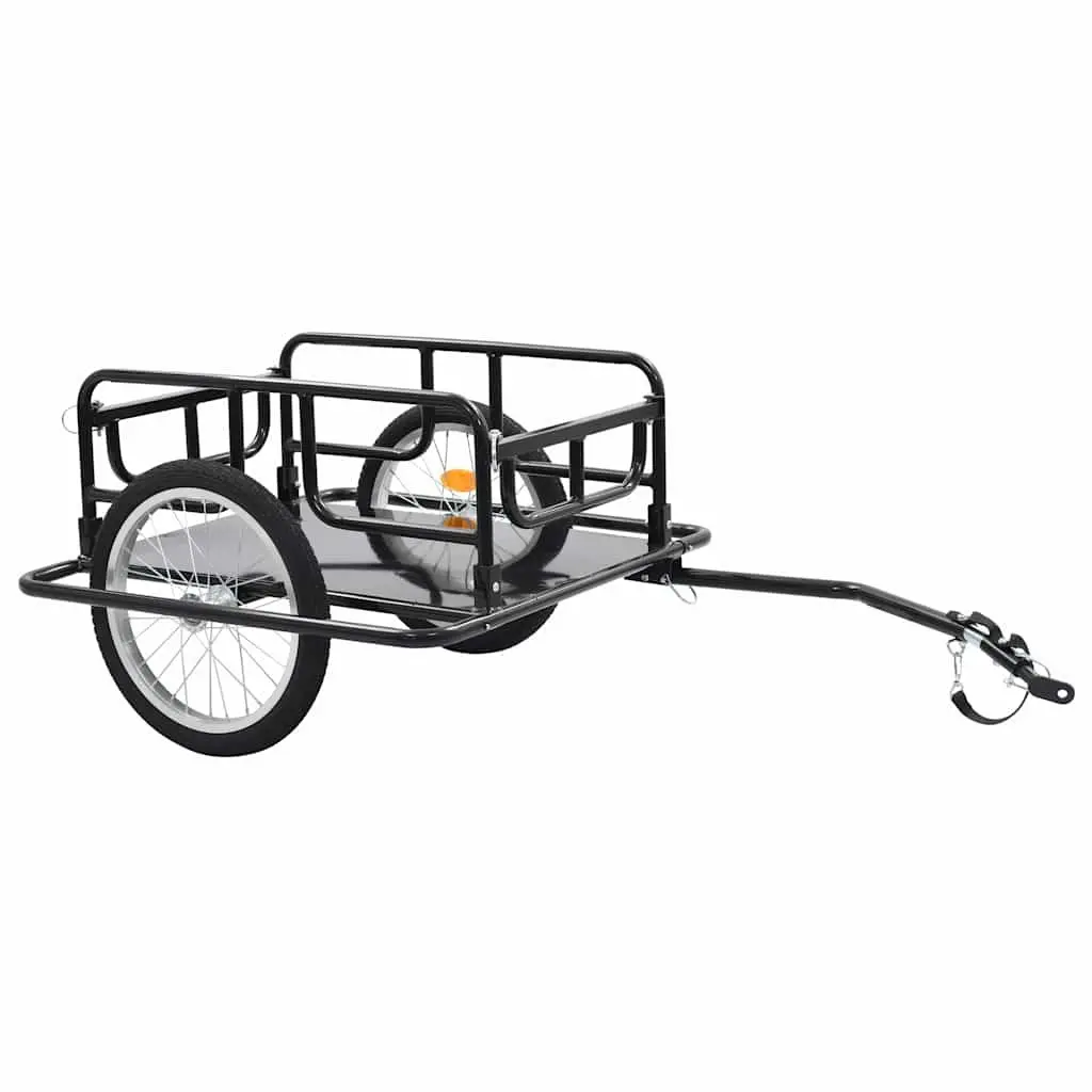 Bike Trailer Steel Frame Two-Wheeled Cargo Hauler Foldable Black