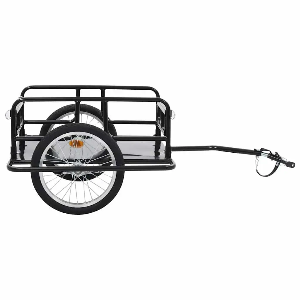 Bike Trailer Steel Frame Two-Wheeled Cargo Hauler Foldable Black