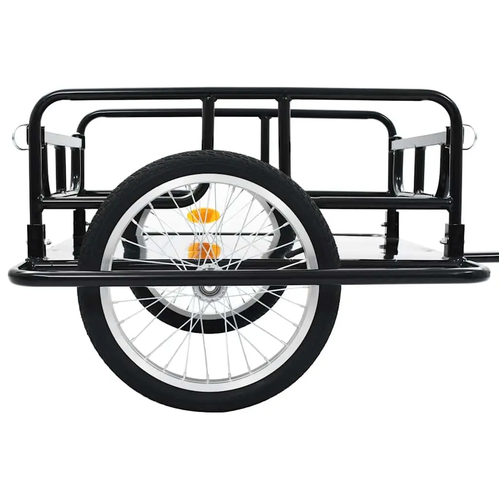 Bike Trailer Steel Frame Two-Wheeled Cargo Hauler Foldable Black