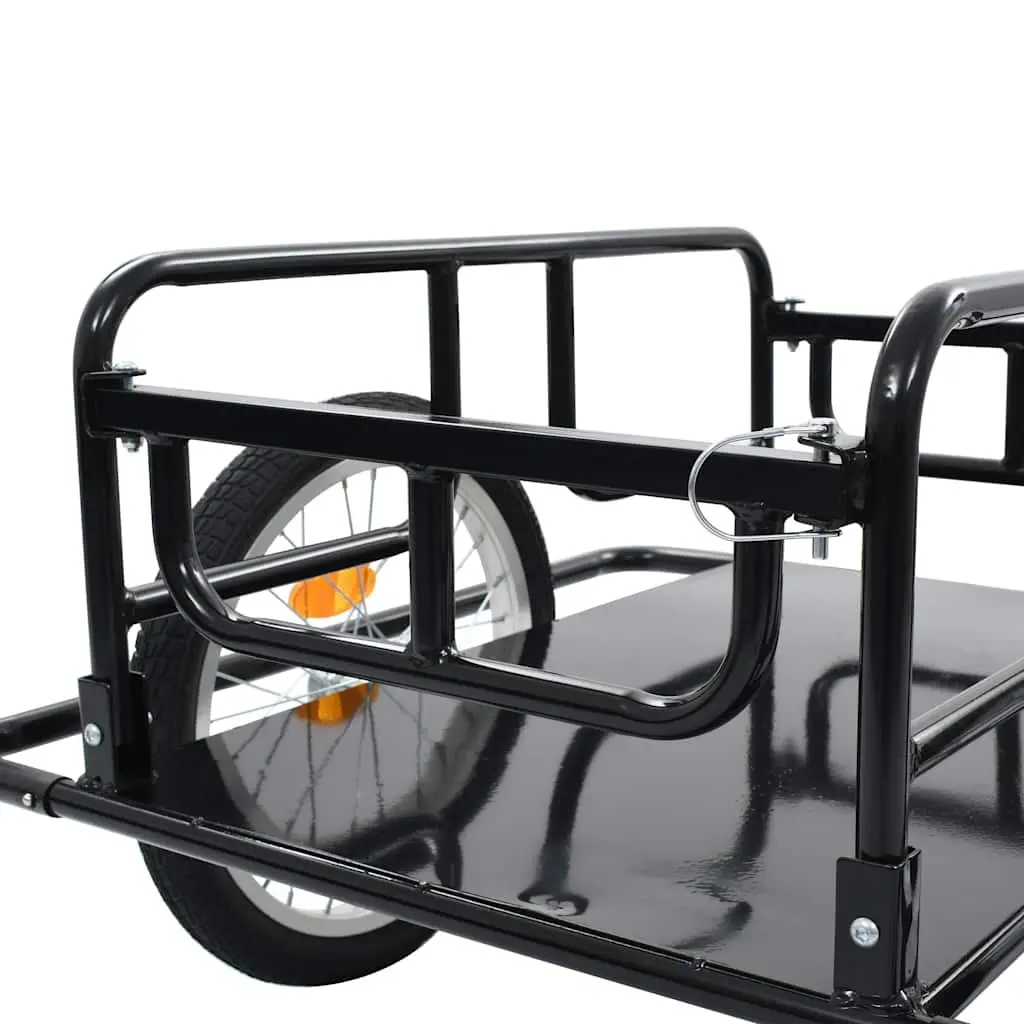 Bike Trailer Steel Frame Two-Wheeled Cargo Hauler Foldable Black