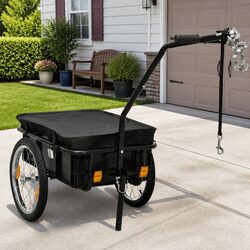 Heavy-Duty Steel Frame Bike Trailer and Hand Wagon Black